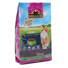 MEGLIUM Adult Корм для привиредливых кошек КУРИЦА+ГОВЯДИНА+ОВОЩИ, 1.5кг