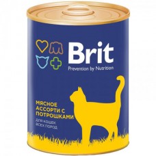 BRIT консервы для кошек мясное ассорти + потрошка, 340г