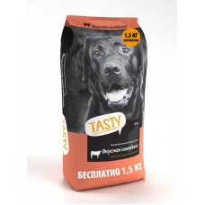 TASTY Petfood Корм для собак с говядиной 15кг+1,5кг