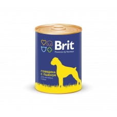 Конс д/собак Brit Premium BEEF&MILLET Говядина и пшено, 850г ЖЕЛТАЯ